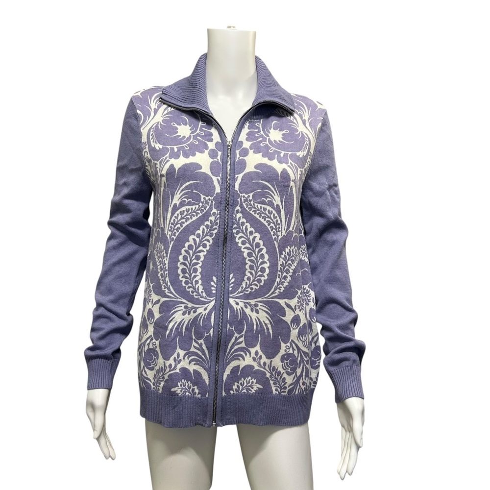 Weekends by Chico's Floral Cardigan Purple Size XS